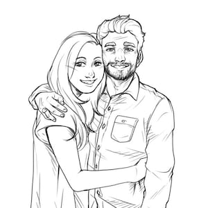 Custom Digital Pencil Portrait Sketch wedding gift birthday anniversary personalized art Valentine&#39;s Day Art