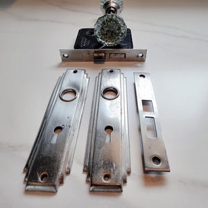 Vintage 12-Point Crystal Knobs with mortise lock and strike plates