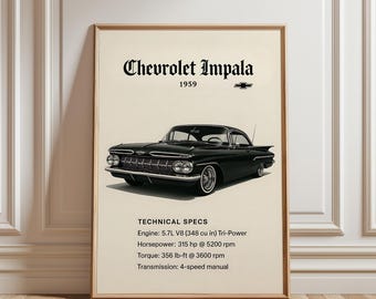 Chevy Impala Front End Illustration Print by Charles Labonge