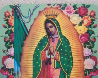 Mousepad - Virgin of Guadalupe with Flag and Roses