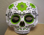 Day of the Dead Sugar Skull Plastic Halloween Mask - Green - Dia de los Muertos