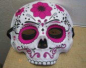 Day of the Dead Sugar Skull Plastic Halloween Mask - Pink - Dia de los Muertos