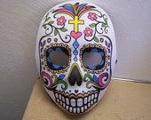 Day of the Dead Sugar Skull Neoprene Halloween Mask - Cross and Flowers - Dia de los Muertos