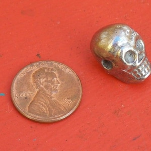 Day of the Dead Tin/Silver Skull Beads, 12 pieces
