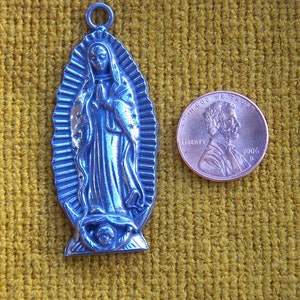 Lot of 6 Large Virgin of Guadalupe Pewter Pendants