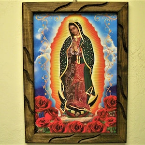 Framed Giclee Print - Virgin of Guadalupe with Roses - Mexico