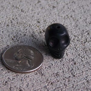 Day of the Dead Lot of 6 Clay Skull Beads, Black - Mexico