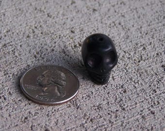 Day of the Dead Lot of 6 Clay Skull Beads, Black - Mexico