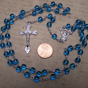 Rosary - Bright Turquoise Plastic Beads - Nice!