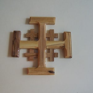 Holy Land Olive Wood Jerusalem Cross - Bethlehem