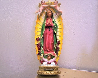 Virgin of Guadalupe with Angels 12.5" Resin Altarpiece Statue