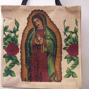 Virgin of Guadalupe Sturdy Jute Shopping Bag 18" x 18" x 4.5"