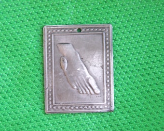 Plaque de pied en étain/argent Milagro Ex Voto