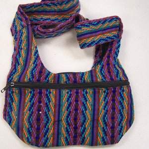 SALE! Cotton Guatemalan Shoulder Bag Purse, 2 Lined Zipper Pouches - Darker Purple