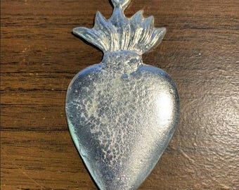 Olla Metal Estandarte Sagrado Corazón Milagro Ex Voto - México