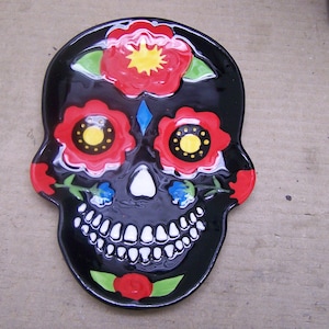 Ceramic Candy Dish - Day of the Dead Mexican Sugar Skull, Dia de los Muertos - Black