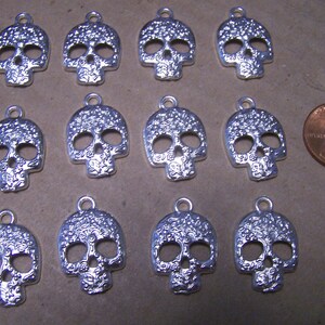 Day of the Dead Lot of 12 Shiny Textured Sugar Skull Charms - Mexico