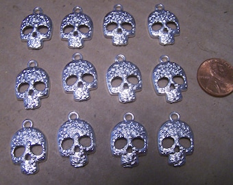 Day of the Dead Lot of 12 Shiny Textured Sugar Skull Charms - Mexico
