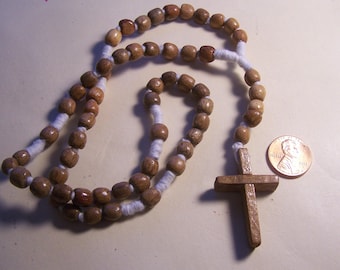 Rustic Hand-Tied Wooden Rosary - Mexico