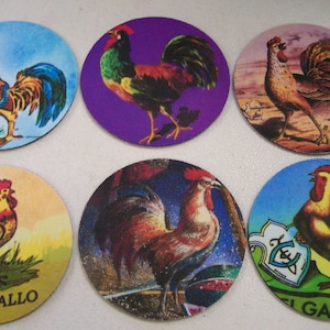 Coasters Set - Mexican Roosters from Vintage Prints