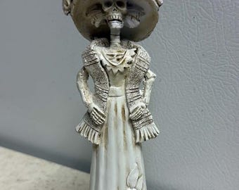 You Paint - Day of the Dead Resin Catrina Sculpture - Broad Hat with Shawl