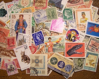 May include: A collection of colorful postage stamps from around the world. The stamps feature a variety of designs, including animals, flags, and historical figures. Some of the stamps are from countries such as Jamaica, Grenada, and Rwanda.
