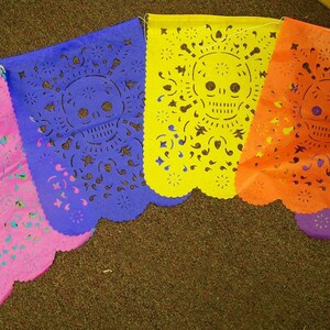 Day of the Dead XL Skull Face Papel Picado, 10 Banners, 14&quot; by 18&quot; Each Banner