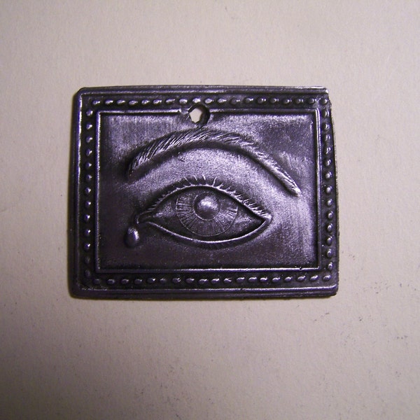 Tin/Silver Depression/Sadness Eye with Tear Milagro Ex Voto