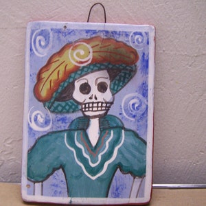 Day of the Dead Mexican Tile - Standard Catrina - Signed by Carmen Marin of Tonala