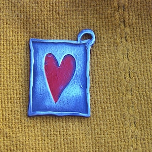Pewter Painted Red Heart Keychain