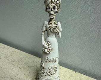 You Paint - Day of the Dead Resin Catrina Sculpture - Braided Hair