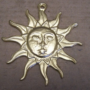 Large Shiny Golden Sun Metal Milagro Ex Voto