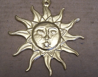 Large Shiny Golden Sun Metal Milagro Ex Voto