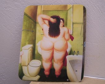 Mousepad - Botero Chubby &quot;Gordita&quot; in Front of Bathroom Mirror