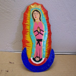 Painted Tin Virgin of Guadalupe Ornament - Mexico