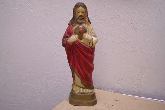 ヴィンテージ 高さ9インチ 陶器製 イエスの聖心彫刻 - Etsy 日本