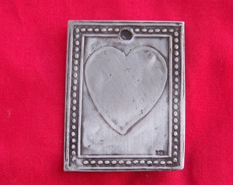 Tin/Silver Heart Plaque Love Milagro Ex Voto