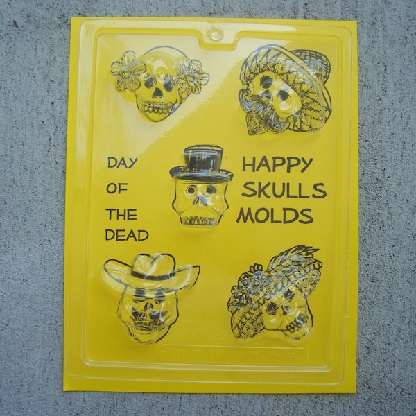 Happy Skulls Sugar Skull Molds/Candy Molds - Day of the Dead