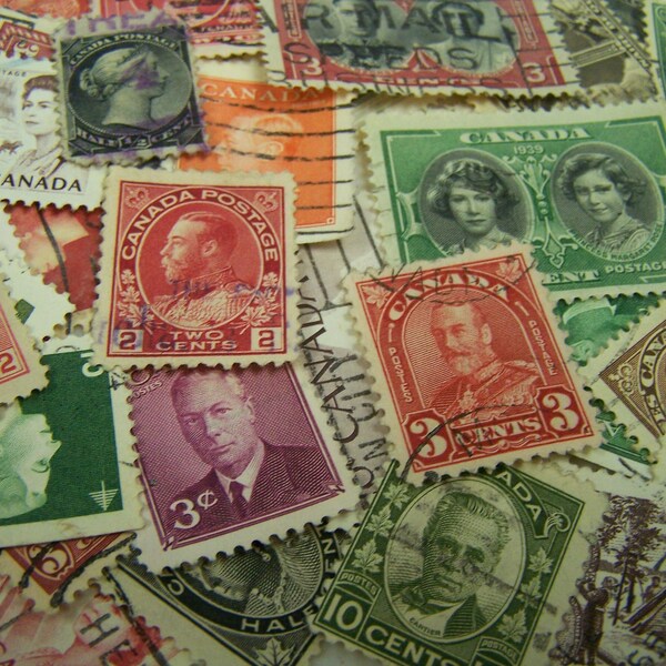 buy old stamp paper online Lot of 50 Different Older Canadian Postage Stamps - Canada - Vintage