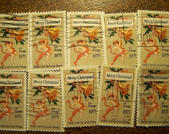 Angel and Bell Stamp Lot of 100 Christmas Postage Stamps - United States