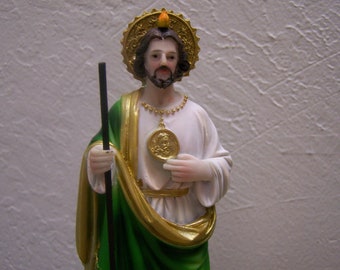 San Judas Saint Jude mit Geld 20 cm Resin Altarbild Statue - Attract Reichtum!