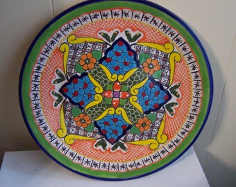 High Quality Beautiful 11.75" Talavera Plate, Classic Pattern - Puebla, Mexico