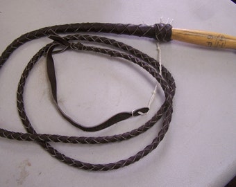 Indiana Jones Genuine Leather Handmade Bull Whip with Wooden Handle, 6'- Mexico