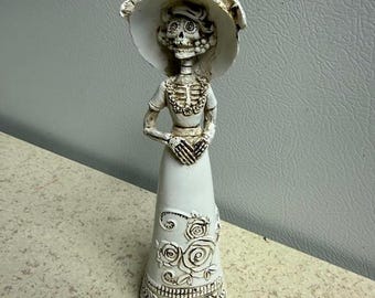 You Paint - Day of the Dead Resin Catrina Sculpture - Broad Hat