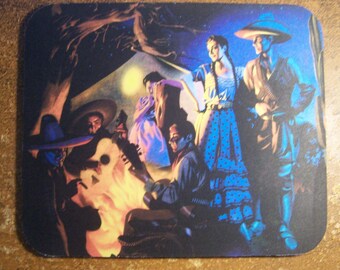 Mousepad - Mexican Calendar Art, Campfire Scene