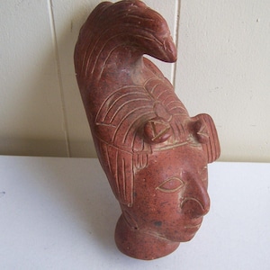Tête mexicaine en argile de 7,75 pouces de haut de l'ancien roi maya Pacal le Grand - Mexique