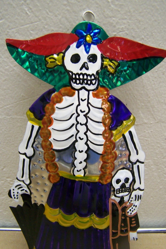 Large Painted Tin Day of the Dead Motherand Child Catrina - Etsy Large Painted Tin Day of the Dead Motherand Child Catrina - Etsy