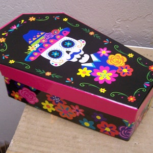 Caja de Ataúd Lidden de Cartón Día de Muertos - Hombre Esqueleto