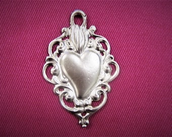 Golden Sacred Heart with Scrolls Milagro Ex Voto