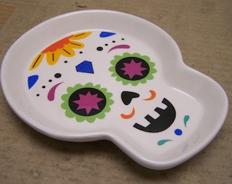 Ceramic Candy Dish, Male - Day of the Dead Mexican Sugar Skull, Dia de los Muertos